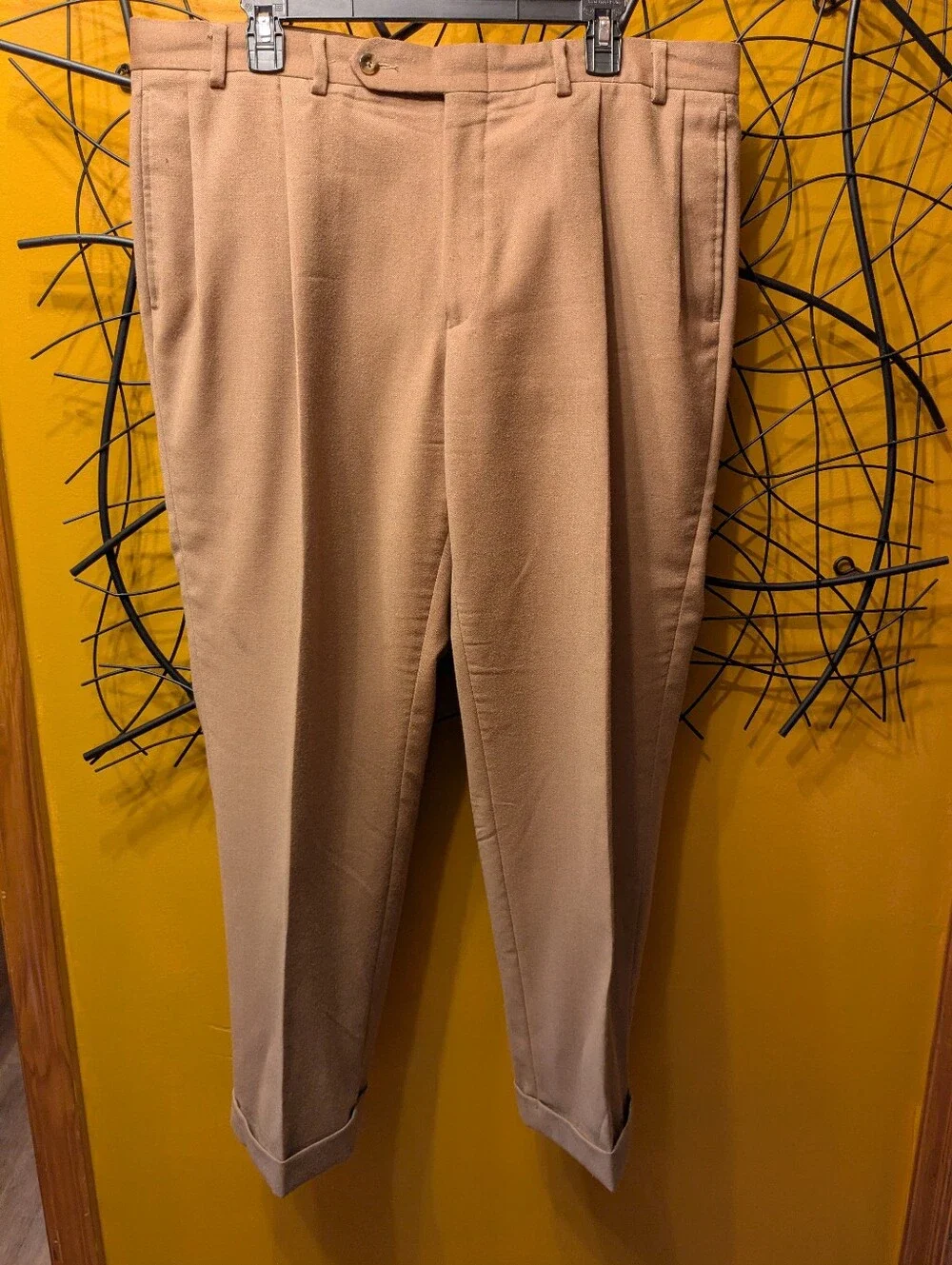 Nautica Men’s Dress Slacks 38x29 - Tan / Camel Beige Cuffed Trouser Pants